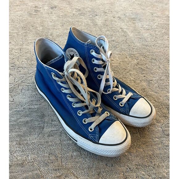 Chuck Taylor Blue High Top Converse Shoes Women 9.5 - Picture 2 of 5